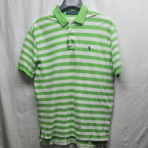 Polo by Ralph Lauren Green and White Striped Polo Shirt